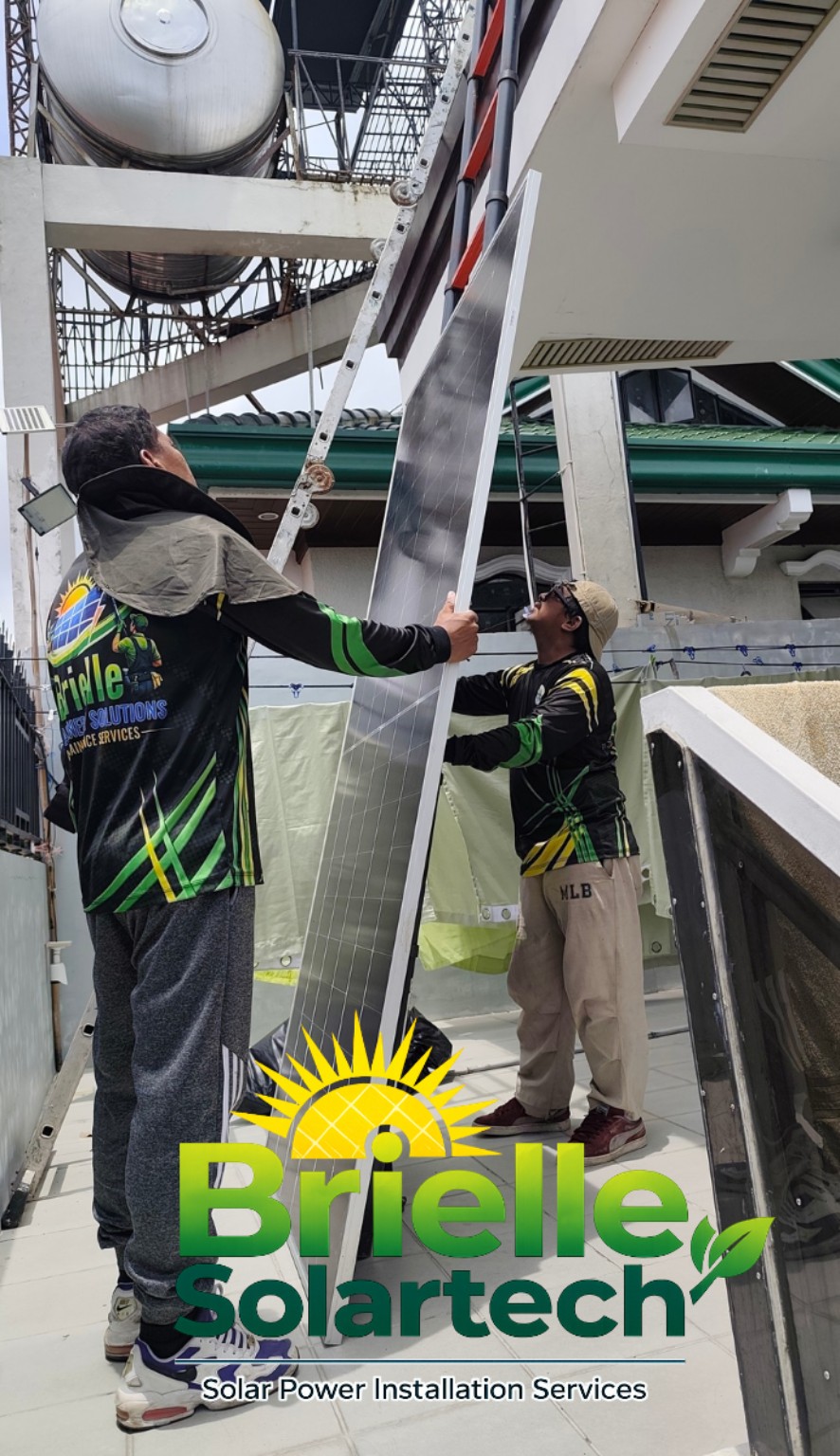Brielle Solartech installers handling equipment at a site